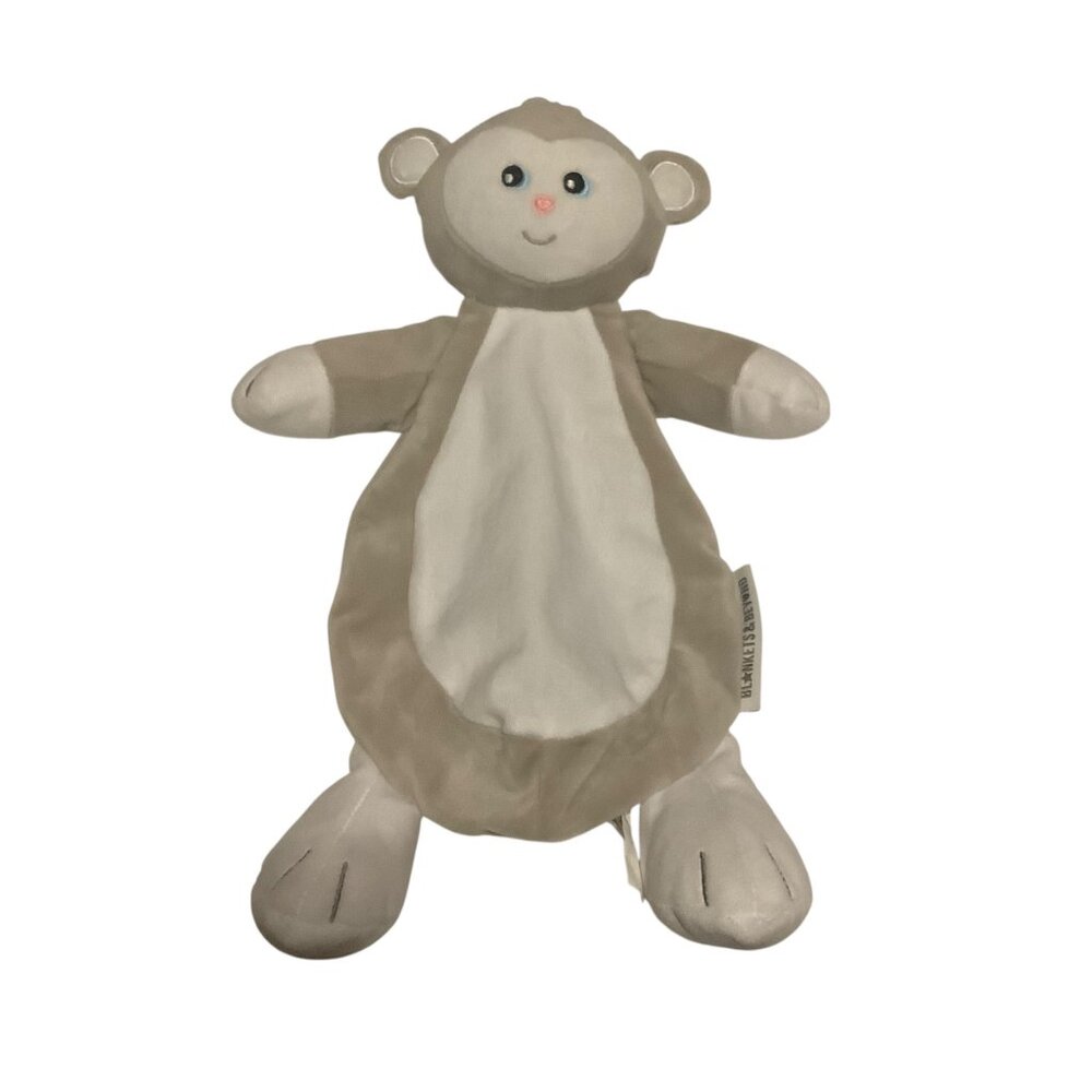 Blankets & Beyond Flat Monkey Plush Lovey 14” Baby Blanky Stuffed Animal Toy 14"